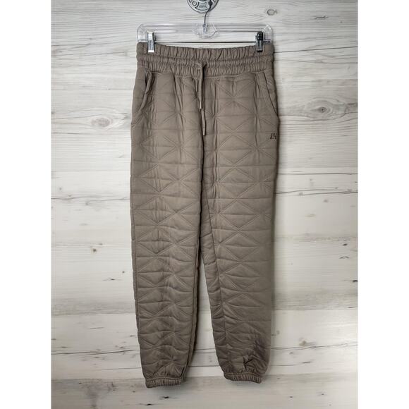 Avalanche Quilted Jogger Pants Womens Small Taupe Brown Drawstring Warm Cozy S - Picture 1 of 11